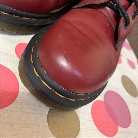 Dr Martens 1460 Smooth Leather Lace UP  Boots In Cherry Red Size7 Chunky vintage - Picture 10 of 12